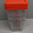 Barydat 4 Pcs Food Storage Container with Lids 2Qt and 4Qt Square Commercial Containers with Scales and Handles Polycarbonate Clear Food Storage for Kitchen Proof Dough Marinating Meat(Red)