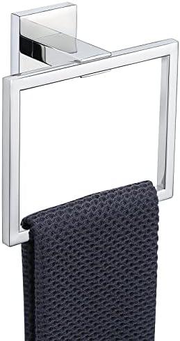 TQKAG Polished Towel Ring Bathroom Hand Towel Holder Stainless Steel Square Towel Hangers Wall Mounted