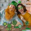 5 Pcs St. Patrick's Day Table Decorations Shamrock Wooden Sign Shamrock Centerpieces for Tables Irish Tiered Tray Decor Double Sided Printing St Patricks Day Decoration for Home Office Kitchen