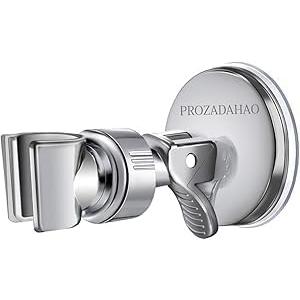 Adjustable Shower Head Holder, Bathroom Suction Cup Bracket for Handheld Showerhead, Removable Wall Mounted Shower Bracket (Silver) (Silver, 1)