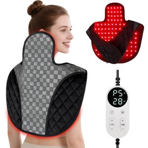 Cholas Red Light Therapy for Body, 3-in-1 Near Infrared Red Light Therapy for Shoulder Back Neck, 660nm and 850nm Wearable Red Light Pad with 3 Light Modes, 5 Brightness, 9 Timer for Office Home Use (Black)