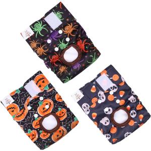CuteBone Dog Diapers Female Washable Small Medium Large 3 Pack Reusable Doggie Diapers Puppy Period Pants for Doggy Heat Cycle Peeing D55S