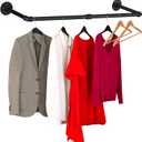 Wall Mounted Clothes Rack - 54"Industrial Pipe Clothing Garment Rack, Space - Saving Heavy Duty Detachable Black Iron Clothes Hanger Pole, Multi-Purpose Hanging Rod for Closet Storage, 2 Base