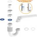 Flexible P Trap for Bathroom Sink, Flex Drain Pipe for Bathroom Sink Drain Kit and Kitchen Sink Drain Kit, 1-1/2" or 1-1/4" Expandable Sink Trap, Slip Joint or Direct Connection 1/2 Inch P Trap Kit