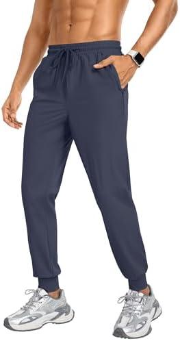 DOWMQ Men's Sweatpants Athletic Pants Joggers with Zipper Pockets Lightweight Quick Dry Workout Track Pants for Gym Running, Large 