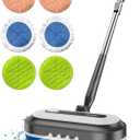 Cordless Electric Mop, Electric Spin Floor Mop with LED Headlights & Water Sprayer, Long-Lasting Battery, Large 290ml Tank, Self-Propelled Floor Cleaner with Adjustable Tube for All Floors (White)