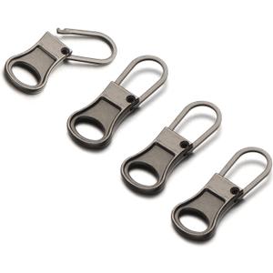 Mizeer Small Zipper Pulls for Clothing, Perfect for Small Hole Zippers, Detachable Zipper Pull Tab Replacement for Clothing Jackets Boots Purse 4PCS Gunblack