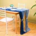 Remagr 12 Pcs Gradient Blue Cheesecloth Gauze Table Runners Boho Wedding Decor Rustic Sheer Runner for Wedding Table Bridal Shower Birthday Party Decorations