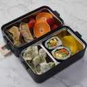 gimmiebox premium stainless steel bento box lunch box with compartments for adults, spoon and fork, leak-proof, easy side locks (Black)