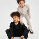 Flygo Boys Girls 2 Piece Outfits Fleece Kids Sweatsuit Crewneck Sweatshirt and Sweatpants Tracksuit Clothing Set(Beige-L) (L)