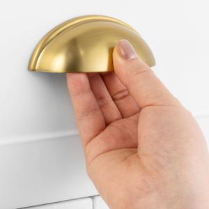 Brushed Gold Cabinet Pulls, 3 Inch Hole Centers, Bin Cup Kitchen Cabinet Handles ZP2403 | Pack of 10, Solid Hardware for Kitchen Door Drawer Dresser Bathroom Vanity Cupboard Furniture, 3"