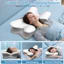 Cervical Neck Pillow for Pain Relief - Ergonomic Side Sleeper Pillow Cooling Memory Foam Pillows for Sleeping, Contour Pillow Orthopedic Bed Pillow for Back Stomach Sleepers(White & Grey)