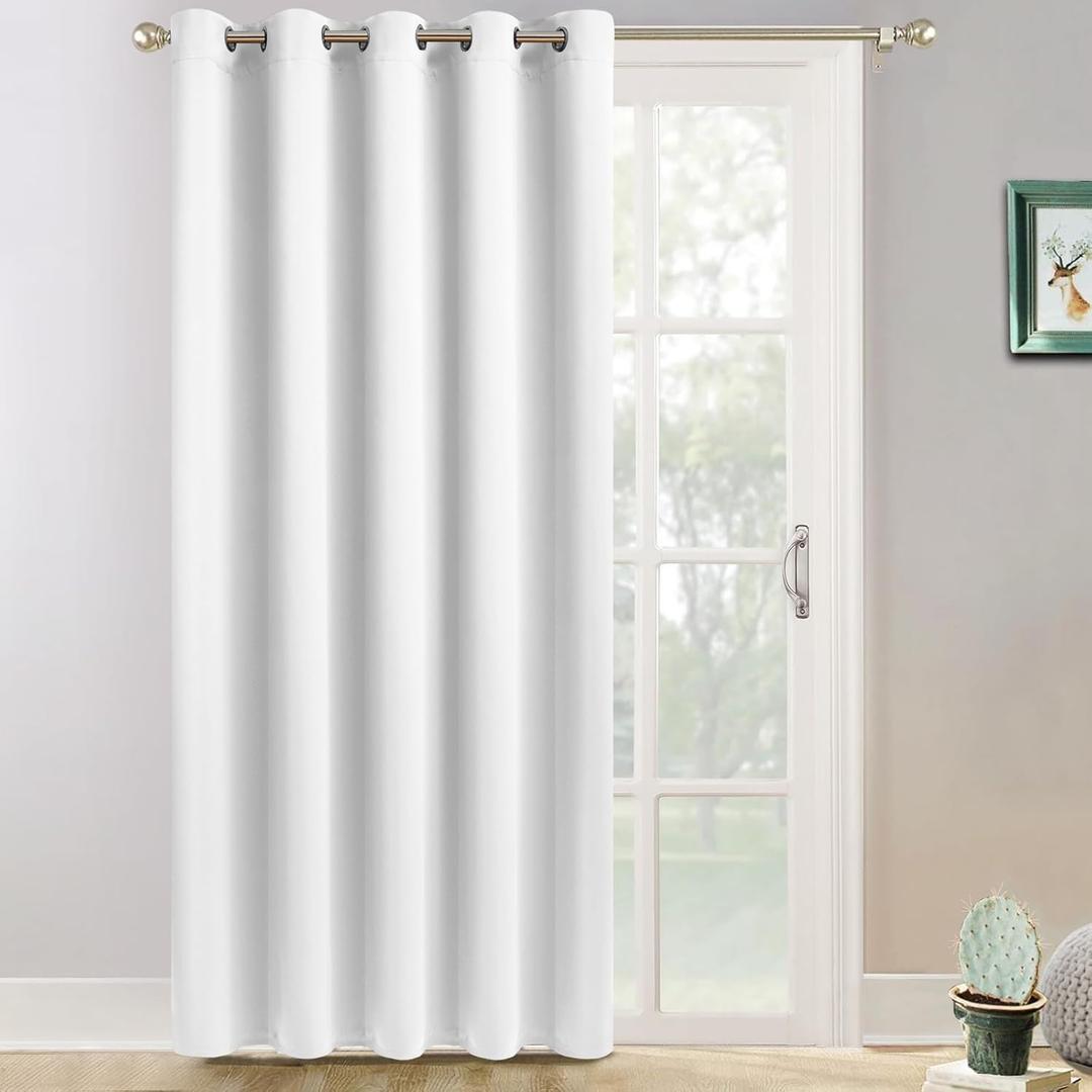 Yakamok Thermal Wide Blackout Patio Door Curtains, Sliding Door Insulated, Grommet, Extra Wide, Sliding Glass Door, Pure White, W70 x L84, 1 Panel (70"W x 84"L (Pack of 1))