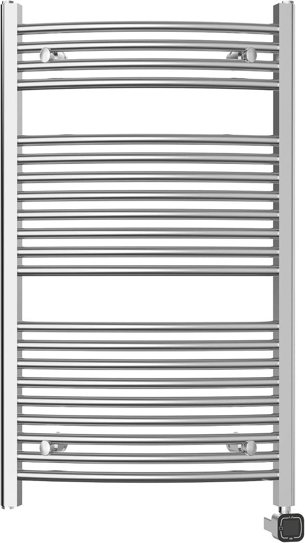 HEATGENE Smart Towel Warmer with Timer and Temperature Control, Large Smart Liquid Filled Towel Rails, Wall-Mounted Plug-in/Hardwired Towel Racks Compatible with Alexa and Google Home, Chrome, H 47.24 × W 23.62