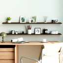 Walnut Floating Shelves for Wall Decor, 52 in Shelf with Lip, 2 Set, 51.2in