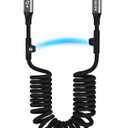 AGVEE 3ft Coiled Short USB-C to Lightning Charging Cable [MFI Certified] 30W PD Fast Charger Cord in Car for iPhone 14/13/12/11/XS/8/7/6/5 CarPlay, iPad, iPod, Dark Gray