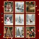 97 Decor Vintage Christmas Wall Art Prints Unframed - 9 Moody Christmas Pictures Wall Decor Aesthetic, Holiday Poster Winter Art, Reindeer Pine Tree Photo Santa Artwork, Retro Xmas Painting