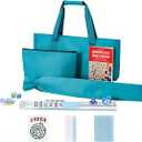 GUSTARIA American Mahjong Game Set, 166 Blue Tiles, Blue Bag and Accessories, 4 All-in-One Transparent Rack/Pushers, Mahjong Tile Set
