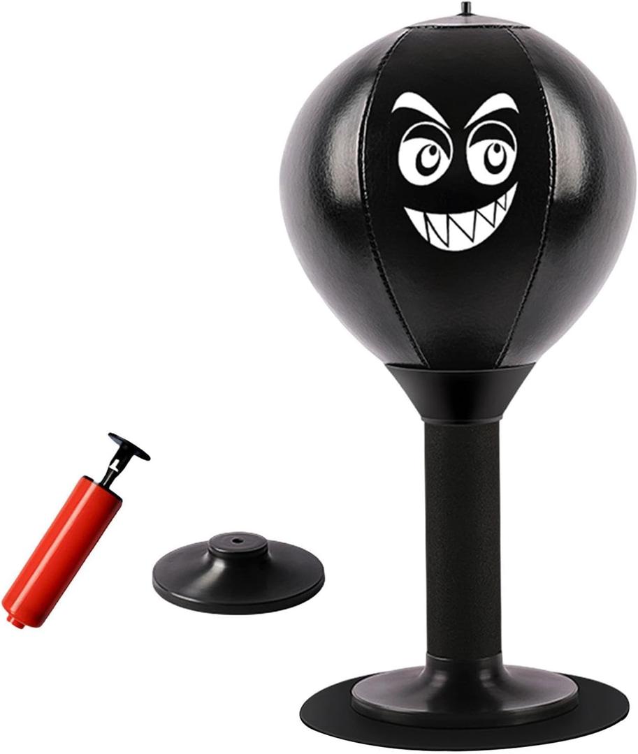 Desktop Punching Bag,Reflex Strain and Tension Toys Gag Gifts, Table Desk Boxing Punch Ball for Boxing Exercise Boss or Coworker Him (Black)