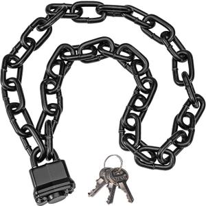 Heavy Duty Chain Lock,Security Chain Hardened 8mm Thick with Weather-Resistant Keyed Padlock, Perfect for Indoor Outdoor Motorcycles, Bikes,Generator, Gates,Fence,Furniture (47 inch Chain+Lock)