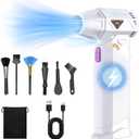 Compressed Air Duster, 210000RPM Mini Electric Air Duster Equipped with Continuously Variable Speed, Cordless Turbo Blower for Keyboard, PC, Car, Home, Outdoor (White)