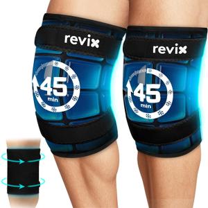 REVIX 2 Packs XXXL Knee Ice Pack Wrap Around Entire Knee, 45-Minute Long-Lasting Ice Pack for Knees with Ice Grid Gel Design, Cold Compress Therapy for Arms, Thighs, Elbows, Calves & Legs (20"10.7")