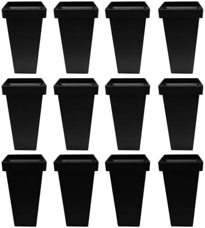 Fifizoo 16 Pcs Flower Buckets 13.4 Inch Plastic Flower Bucket for Cut Flowers Modern Round Vases for Centerpieces Display Decorative White Vases for Table Home Wedding Decorations, Black