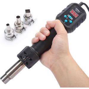 YIHUA 8858 IV Multi-Purpose Heat Gun for Crafting, Electronics Soldering, DIY, Shrink Tubing and Wrap, Torch Marker and Paste, Epoxy Resin with Temperature and Air Volume Control Function, 3 Nozzles