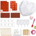 WhiteRhino Silicone Chocolate Heart Molds Set,Large Breakable ,2.6inch Hot Cocoa Bomb,Round Oreo Molds for Baking,Popsicle Cakesicle Molds,Letter Molds,Great Gift for Summer Vacation,Birthday