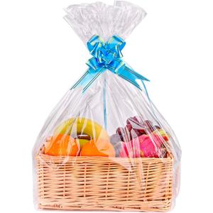 Petutu 15 Pack Large Clear Cellophane Gift Bags for Baskets (24"x30")  2 Mil Thick Basket Wrap for Gift Packaging, Transparent Wrapping for Christmas, Weddings, Baby Showers, Birthdays & More