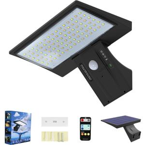 Solar Lights Outdoor Waterproof-4 Lighting Modes Wall Light with Remote,520LM IP65 Waterproof,Motion Sensor Outdoor Lights Powered for Front Door,Yard,Deck,Fence,Garage,Pathway,(4.2W)