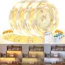 3 Pack 3.3FT Battery Powered LED Strip Lights with Remote Timer, 2700K-6000K Tunable White LED Cabinet Lights, Self-Adhesive Dimmable USB LED Strip Lights with12 Modes for Kitchen Bookshelf Cupboard