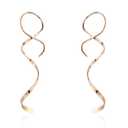 Handmade 925 Sterling Silver Spiral Threader Earrings Hypoallergenic Twisted Curved Drop Dangle Earrings Pull Through Earrings for Women Trendy Fashion-Long Rose Gold