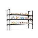 BrFoYu 3 Tier Shoe Rack, Shoe Organizer Storage for 16-20 Pair Boot and Sneaker, Stackable Free Standing Shoe Shelf with Hooks and Side Pocket, Space Saving Shoes Rack for Closet, Entryway