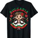 Cute Bulgarian Girl in Traditional Folk Dress for Kids T-Shirt, S