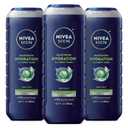 Nivea Men Maximum Hydration Body Wash for Dry Skin, Aloe Vera Enriched, 3-in-1 Moisturizing Body Wash, Face and Hair, Paraben Free, Vegan Formula, 16.9 Fl Oz Bottle, Pack of 3