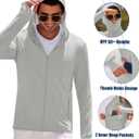 COOFANDY Full-Zip Men's Lightweight Hoodie UPF 50 - Breathable Sun Protection Jacket with Pockets for Golf, Fishing, Hiking (Gray, M)