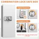White 33.46" Tall Sturdy Wall Safes Between the Studs 16" Centers, Fireproof in Wall Safe with Removable Shelf, Combination Lock Hidden Safe for Money Jewelry Passport Documents