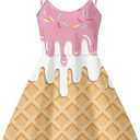 Dremagia Women's Summer Spaghetti Strap Dress Sleeveless Swing Dress for Beach PartyM