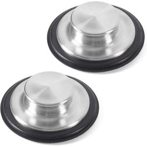 CORNERJOY 2 PCS Stainless Steel Kitchen Sink Stopper, Large Wide Rim 3.38" Diameter - Garbage Disposal Plug