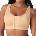 FeelinGirl Front Closure Post Surgical Compression Bra for Women with Removable Breast Support Band Saddle Brown S