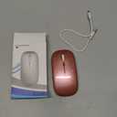 AIKOKOK Wireless Bluetooth Mouse, Rechargeable, Dual Mode Bluetooth 5.2 & 2.4G USB, LED Lights, Slim, Silent, Portable Computer Mouse for Laptop, PC, MacBook, iPad, Tablet (Rose Gold)