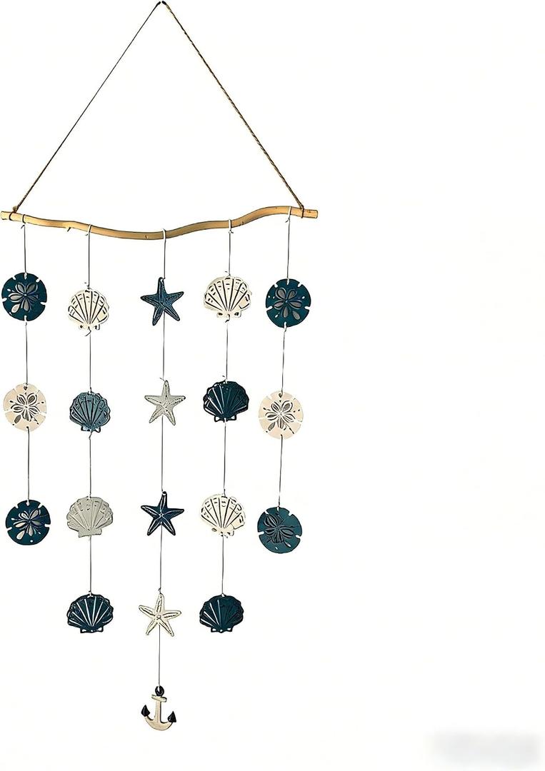 Jhdydz Coastal Beach Wall Art – Capiz Shell & Starfish Wall Decor, Macrame Wall Hanging – Nautical Seashell Decor for Bathroom, Bedroom, Living Room – Boho Beach Themed Room Decor