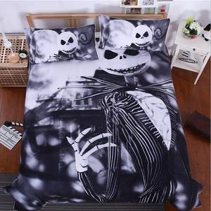 3D Nightmare Christmas Duvet Cover Sets, Jack Decor, 100% Microfiber Galaxy Bedding Set with Pillow Shams 3PCS Bedding,No Comforter (Christmas, 3pcs) Queen Size (Jack Skellington Black)
