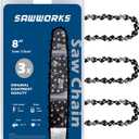SawWorks 3-Pack 8 Inch Pole Saw Chain SW-R34, 3/8" LP Pitch - .043" Gauge - 34 Drive Links, Compatible with DeWalt 20V DWO1DT608, DCPS620, DCCS623B, DCCS623L1, Craftsman CMZCSC8, CMCCSP20 and More