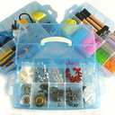 Kamay's 3-Tier Transparent Stackable Adjustable Compartment Slot Plastic Craft Storage Box Organizer Snap-lock Tray Container 3 Sizes (Large 30 Compartment, White)