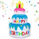 4 Ft Inflatable Happy Birthday Cake Decorations Outdoor Lighted Blow Up Holiday Birthday Party Decor with Candles 6 LED Lights for Indoor Home Celebration Garden Lawn Yard Prop Sign