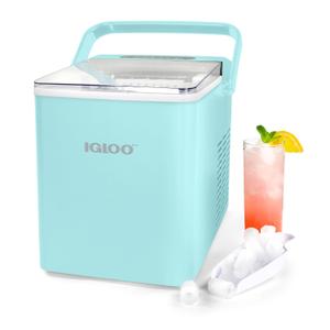 Igloo Automatic Self-Cleaning Portable Electric Countertop Ice Maker Machine with Handle, 26 Pounds in 24 Hours, 9 Ice Cubes Ready in 7 Minutes, with Ice Scoop and Basket (Aqua)