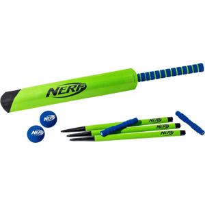 Nerf Foam Cricket Set - Full Starter Cricket with 30" Bat, (2) Foam Balls + (3) Plastic Wickets - Perfect for Adults, Kids + Beginners - Full Set