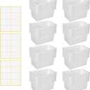 Outus 48 Pcs White Plastic Cubby Bins Bulk for Classroom Organization Small Stackable Book Bins Toy Storage Organizer Tubs Box Container with 120 Self Adhesive Label for Library School Office Home